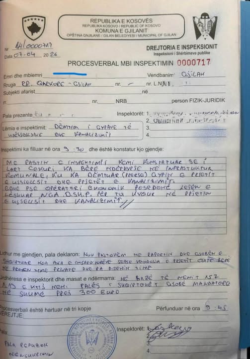 Inspektorët gjobitën qytetarin, i cili ndërhyri në infrastrukturën komunale